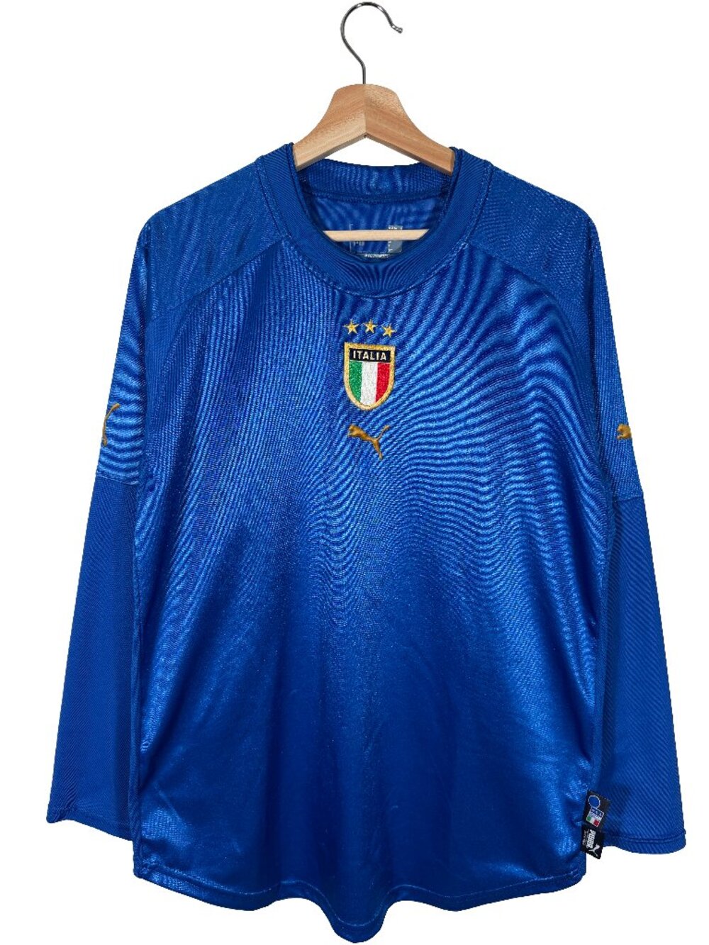 Vintage 2002-04 Italy National Long Sleeve Puma Home Kit blue men's size Large